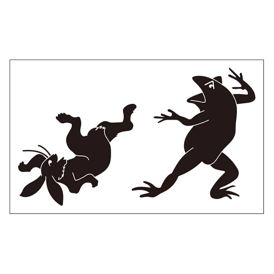 Amazon.co.jp: puikko ステッカー 「鳥獣戯画」うさぎとカエル